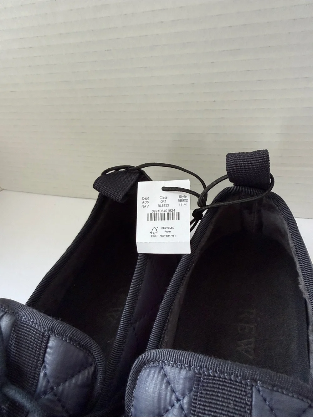 J. Crew Quilted Black Men’s Slip-On Lace Casual Shoes #610